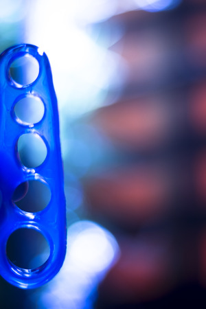 Yoga and pilates foot and toe stretch gel silicone podology equipment for feet health and nail varnishing.の写真素材