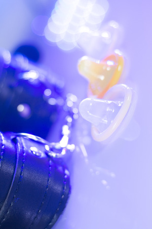 Bondage sadomasochism sex games erotic handcuffs for bdsm dominance sex and condoms.