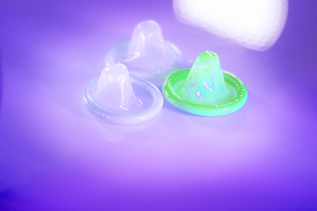 Rubber latex condom male contraceptive for safe disease and pregnancy free sex.