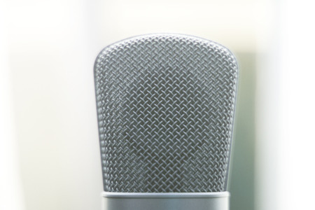 Large diaphragm condenser studio recording voice microphone to record professional voiceovers, singing and dubbingの写真素材