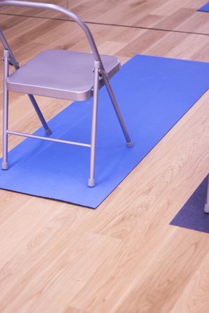 Yoga pilates and body & mind studio gym fitness room and chauir prop for group classes.の写真素材