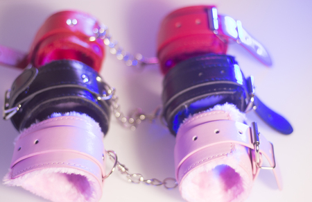Bondage sadomasochism sex games erotic handcuffs for bdsm dominance sex.の写真素材