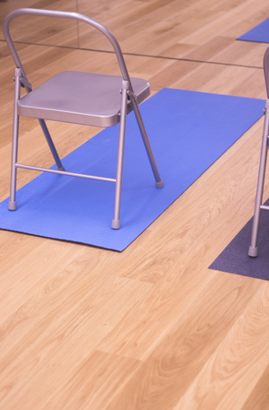 Yoga pilates and body & mind studio gym fitness room and chauir prop for group classes.の写真素材