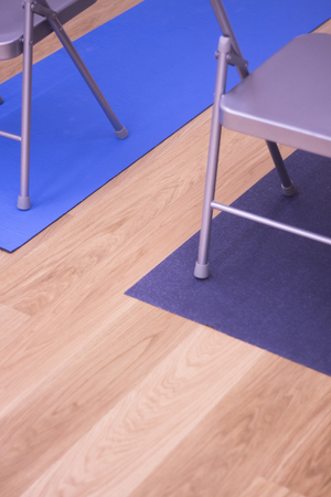 Yoga pilates and body & mind studio gym fitness room and chauir prop for group classes.の写真素材