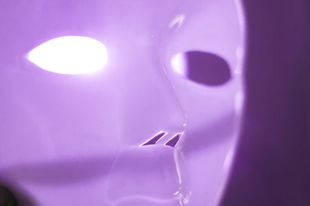 Horror terror scary mask with empty eyes and terifying ghostly stare.の写真素材