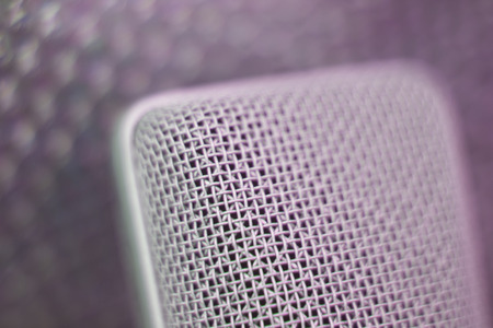 Large diaphragm condenser studio recording voice microphone to record professional voiceovers, singing and dubbingの写真素材