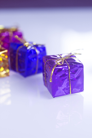 Christmas party celebration presents gift wrapped miniatures.の写真素材