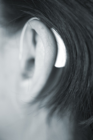 Modern digital in the ear hearing aid for deafness and the hard of hearing patients.
