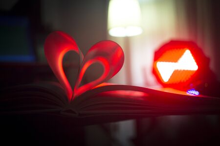Romantic love heart shape made from pages of book.