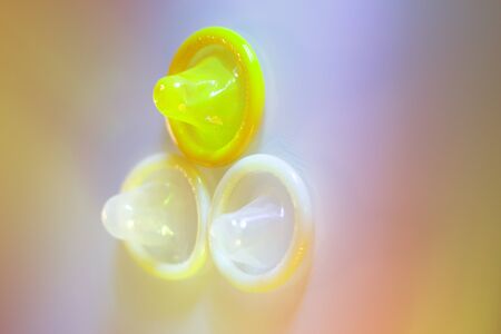 Rubber latex condom male contraceptive for safe disease and pregnancy free sex.