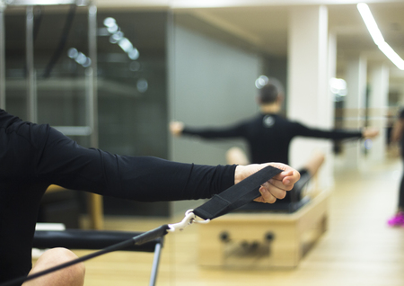 Pilates machine fitness and yoga studio gym equipment.の写真素材