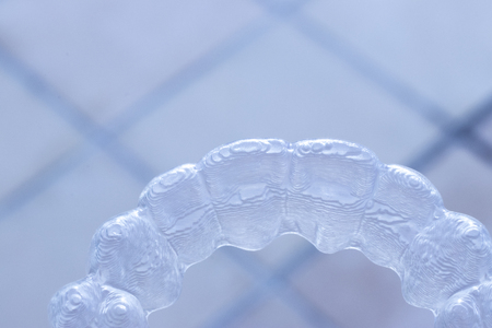 Invisible clear dental teeth aligner straighteners for orthodontic dentists treatment as modern aesthetic brackets.の写真素材