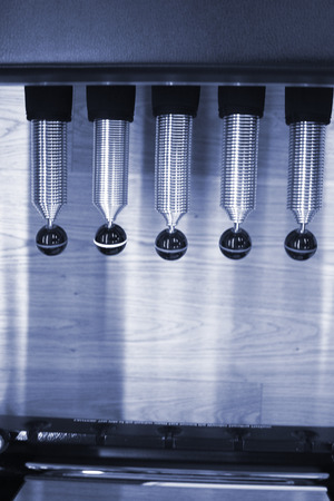 Pilates machine fitness studio gym room with training machinesの写真素材