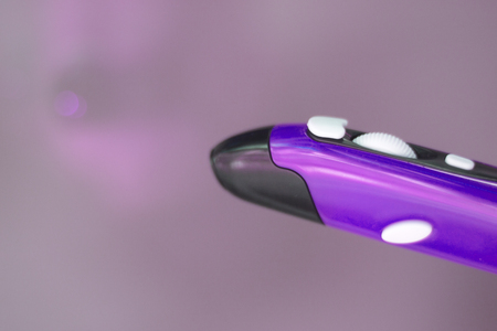USB digital optical mouse and a writing device with click button and wheel.の写真素材