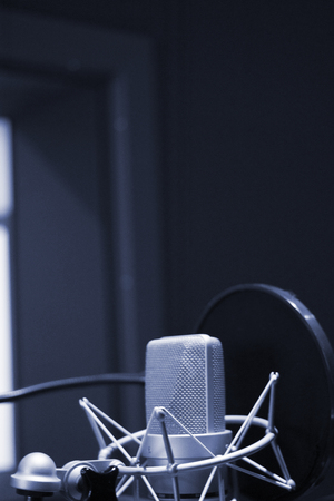 Recording audio studio microphone to record audio of voice, singing and voiceover actors.の写真素材