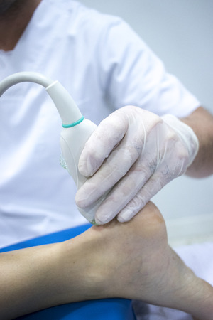 Physiotherapy clinic Intratissue Percutaneous Electrolysis EPI dry needling physiotherapist patient injury.の写真素材