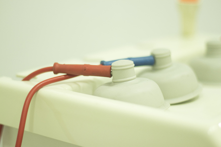 Physiotherapy electrostimulation equipment in physiotherapist medical clinic.の写真素材