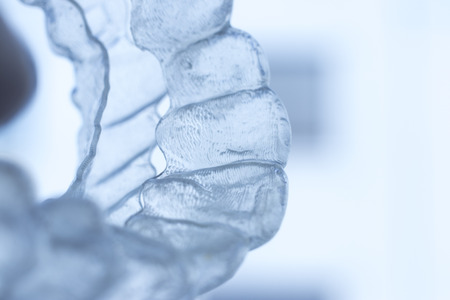 Invisible plastic bracket teeth dental aligner orthodontic straighteners.の写真素材