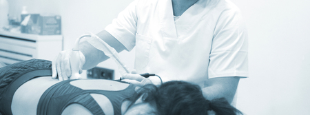 Physiotherapy clinic Intratissue Percutaneous Electrolysis EPI dry needling physiotherapist patient injury.の写真素材