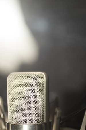 Sound recording studio large diaphragm voice microphone for voiceover, singing and instruments.の写真素材