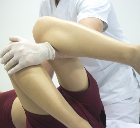 Physiotherapy clinic osteopathy physiotherapist treatment of patient injury chiropractic rehabilitation therapy.の写真素材