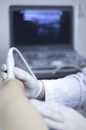 EPI Intratissue Percutaneous Electrolysis dry needling ultrasound ecography scan  physiotherapy medical treatment.の写真素材
