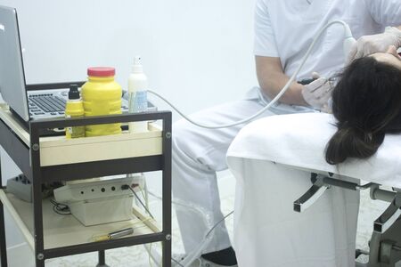 Physiotherapy clinic Intratissue Percutaneous Electrolysis EPI dry needling physiotherapist patient injury.の写真素材