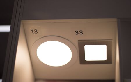 LED modern lights and bulbs on display in store lighting department.