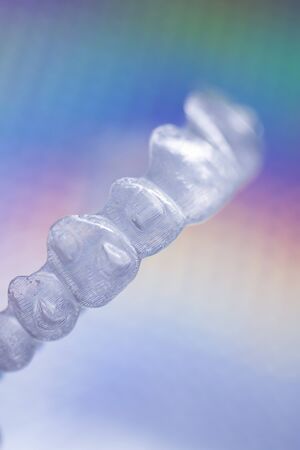 Invisible modern plastic aesthtic dentistry dental brackets teeth aligner straighteners.の写真素材