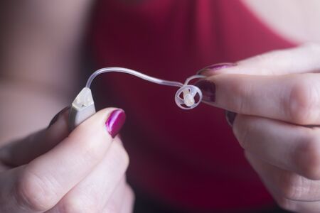 Digital modern technology for deaf people micro hearing aid.の写真素材