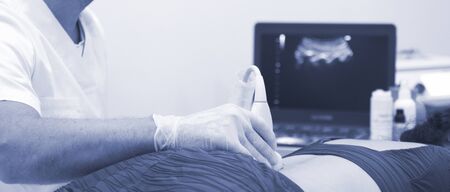 Physiotherapy clinic Intratissue Percutaneous Electrolysis EPI dry needling physiotherapist patient injury.の写真素材