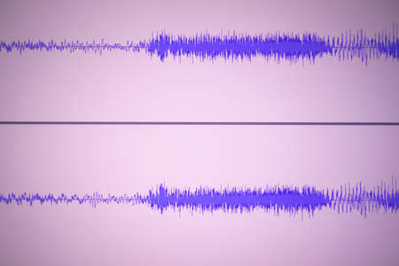 Voiceover studio voice actor dialogue recording audio sound wave on computer screen program.