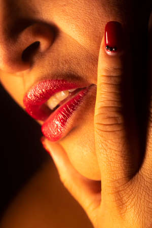Sexy latin lady with full cute lips photo.