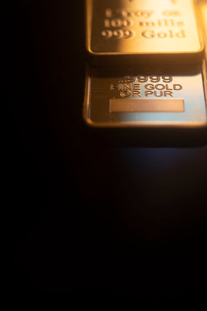 Solid pure 999.9 gold bullion ingot bars photo.