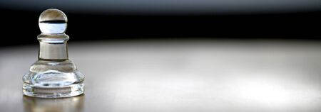 Chess Pawn in panoramic as a business concept with themes of strategy, small business, growth - space for text, ideal header の写真素材