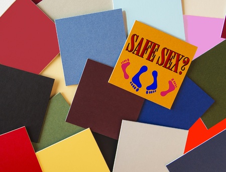 Safe sex issues - STDs, pregnancy, AIDS, contraceptives, condoms - - sign, banner, poster or sticker...