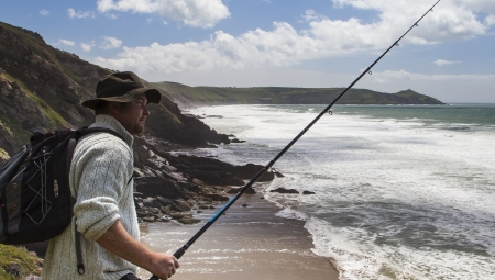 Fisherman   Seascape with wild seas の写真素材