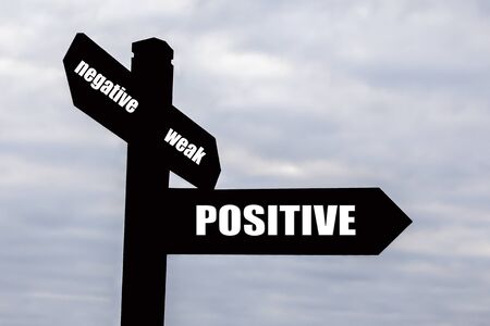 Signpost for positive thinking - for mentoring, business attitude   life の写真素材