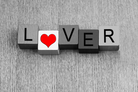 Lover - sign for relationships and romance, with heart symbolの写真素材