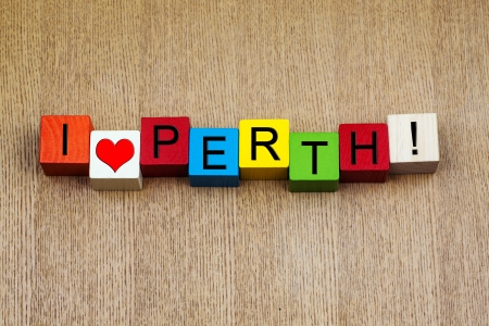 I Love Perth, Australia - sign series for cities, travel and holidays の写真素材