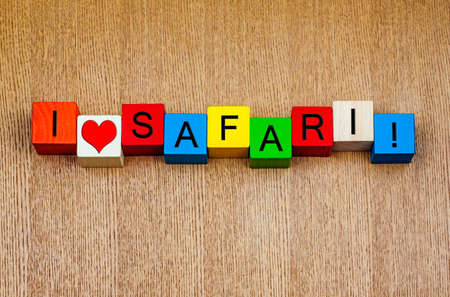 I Love Safari, sign series for Africa, travel and holidaysの写真素材