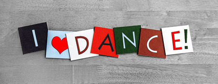 I Love Dance, from ballet to the samba, from tap dancing to salsa, sign series for dancing and the arts.の写真素材