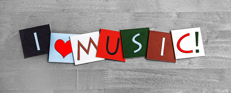 I Love Music, sign series for music, gigs, singing, concerts and bands.の写真素材