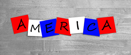 America, word sign series in national flag colors for countries.の写真素材