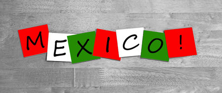 Mexico, in Mexican national flag colors, sign series for countries.の写真素材