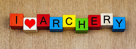 I love archery, sign series for archers, sports fans and hitting targets の写真素材