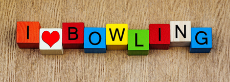I Love Bowling, sign series for tenpin, cricket, sport and sports fans の写真素材