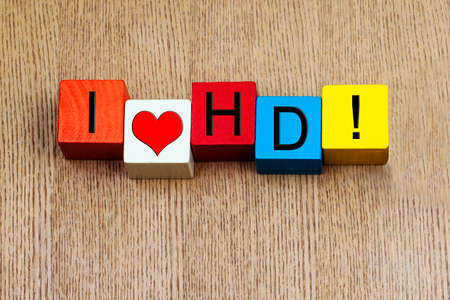 HD sign - I love HD, for high definition digital resolution.の写真素材