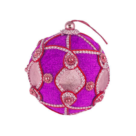 Purple Christmas decoration bauble, isolated on white background.の写真素材