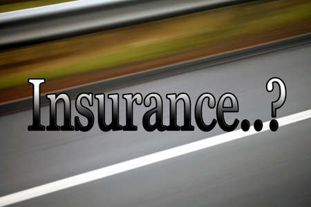 Insurance sign, for transport, car and vehicles, with road background.の写真素材